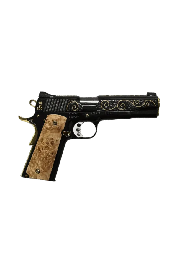 KIMBER CUSTOM 1911 45ACP BLACK DELUXE, SCROLL WORK, GOLD ROPE INLAY 1-200 MADE