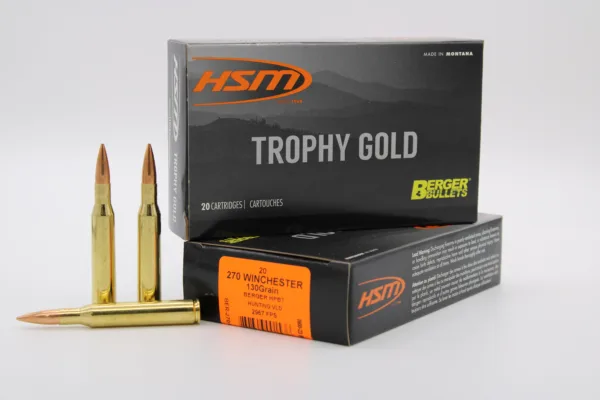 HSM AMMUNITION 270 WIN 130GR BERGER HNT 20RD BOX 20 BOXES PER CASE