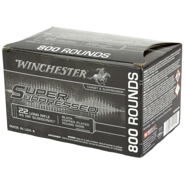 WINCHESTER 22 LR SUPER SUPRESSED RN CP 45 GR SUBSONIC 800 RD/BX 2 BX/CS - Image 2