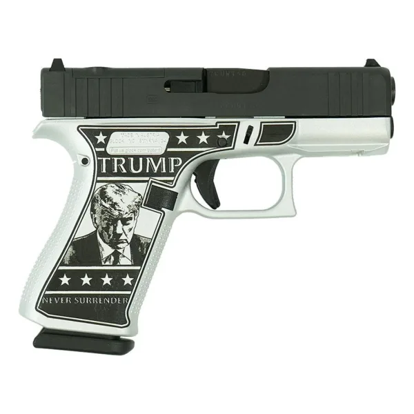 Glock 43x MOS Custom "Trump 2024 Mug Shot" Subcompact Handgun 9mm Luger 10rd Magazines (2) 3.41" Barrel Black 5.5lb Trigger Front Rail Austria