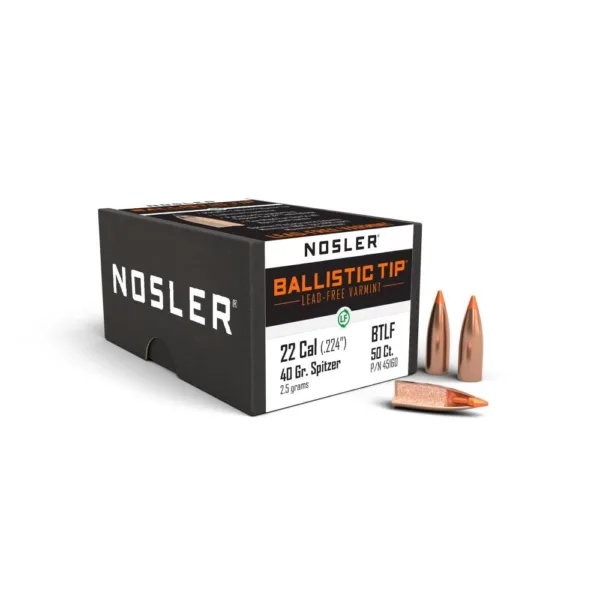 Nosler Ballistic Tip Lead Free Varmint Rifle Bullets .22 cal .224" 40 gr SPTFB-BTLF 100/ct