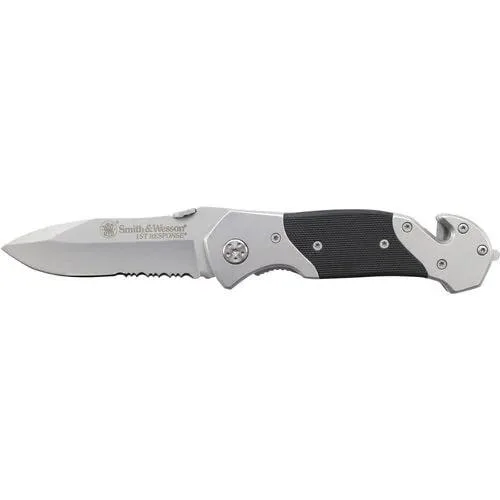 Smith & Wesson 1st Response Drop Point Folding Knife 3 3/10" Blade Black and Silver