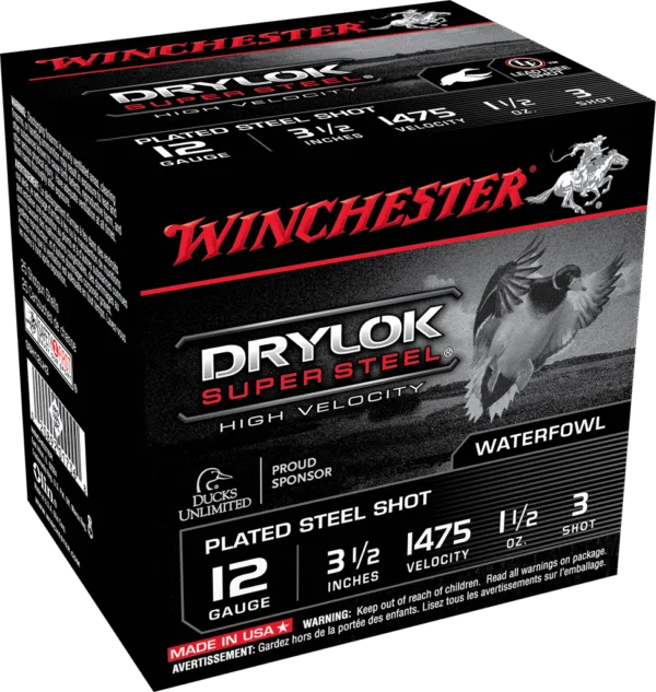WINCHESTER DRYLOK SPR STEEL HV 12G 3-1/2" #3  1-1/2 OZ 25/250