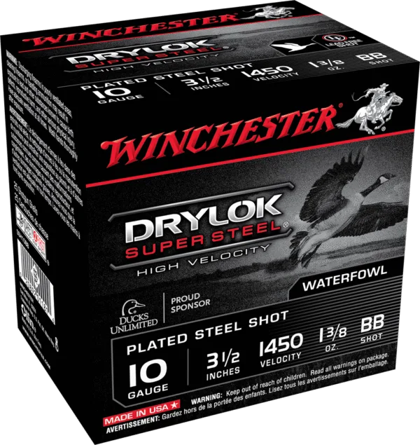 WINCHESTER DRYLOK SUPER STEEL 10G 31/2 13/8 BB 25RD BX 250RD CASE