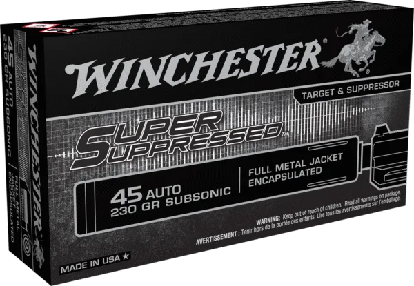 WINCHESTER SUPPRESSED 45ACP 230GR FMJ 50RD BX