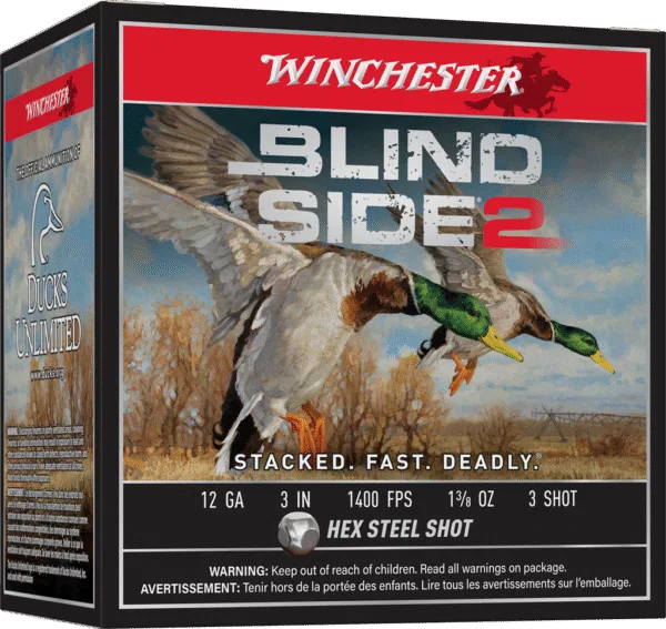 WINCHESTER BLIND SIDE 2 12G 3" #3 1-3/8OZ HV HEX 25RD BX
