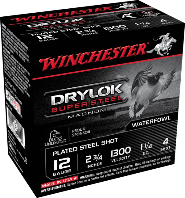 WINCHESTER DRYLOK STL MAG 12G 2-3/4' #4 1-1/4OZ 25RDS