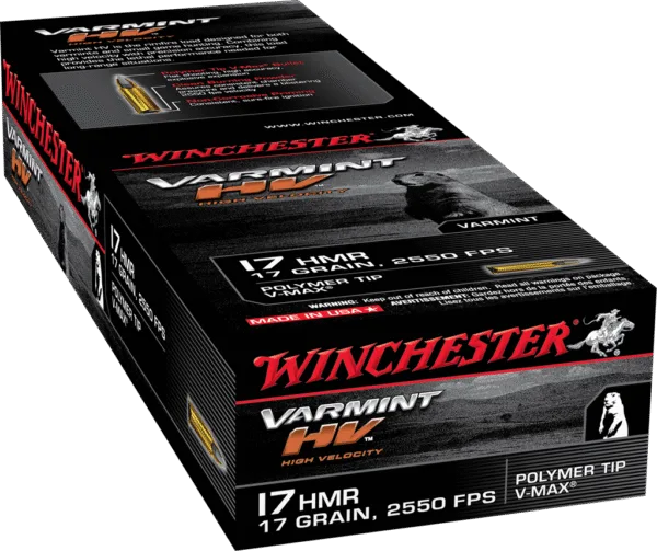 WINCHESTER VARMINT HV 17HMR 17GR V-MAX 50RD BX 1000RD CASE