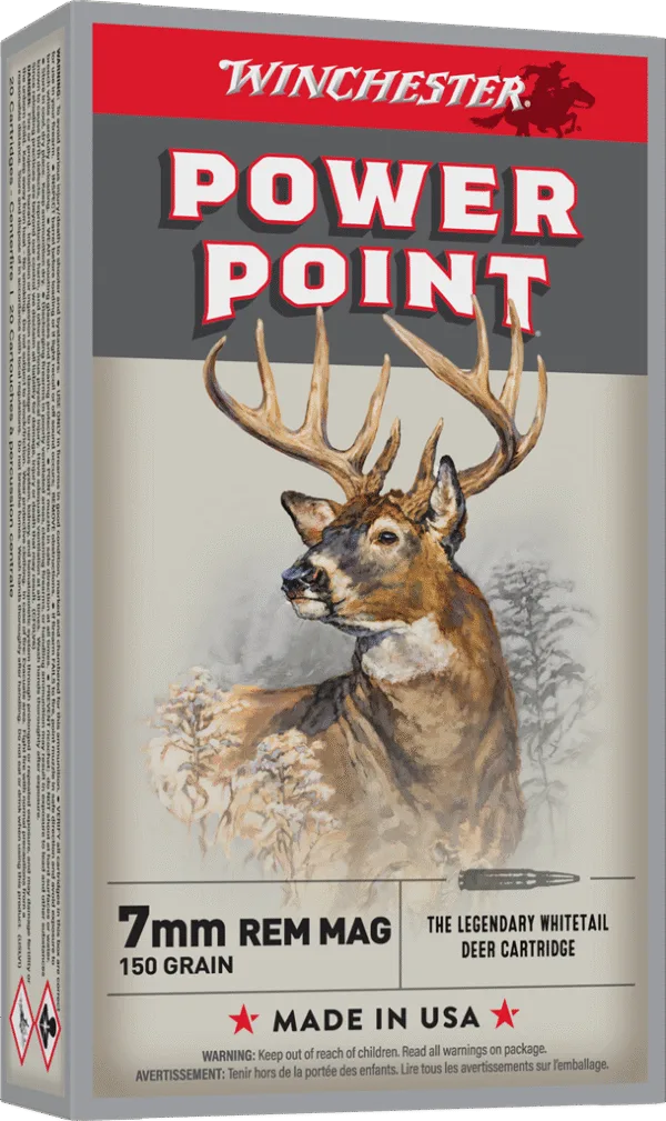 WINCHESTER SUPER X POWER POINT 7MM RM MG 150GR PP 20RD BX 200RD CASE
