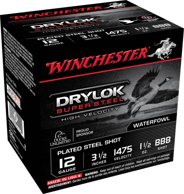 WINCHESTER DRYLOK SUPER STEEL 12 GA 3-1/2" BB HV 1-1/2 OZ 25 RD/BX 10 BX/CS
