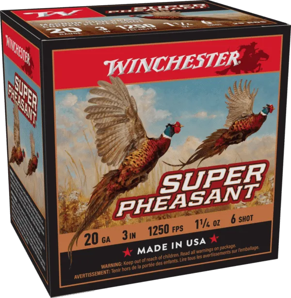 WINCHESTER SUPER X PHEASANT 20 GA 3" #6  HB 1-1/4 OZ 25 RD/BX 10 BX/CS
