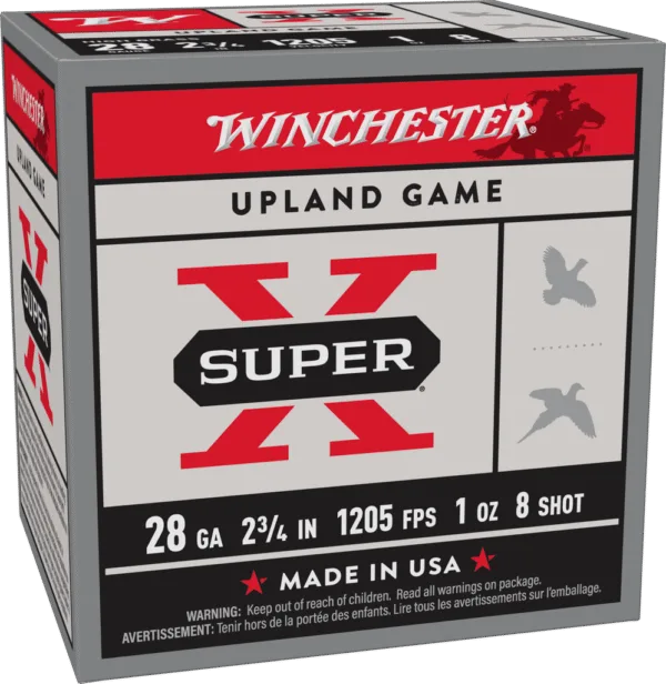 WINCHESTER 28 GA 2-3/4" #8 SUPER-X UPLAND HB 1 OZ 25 RD/BX 10 BX/CS