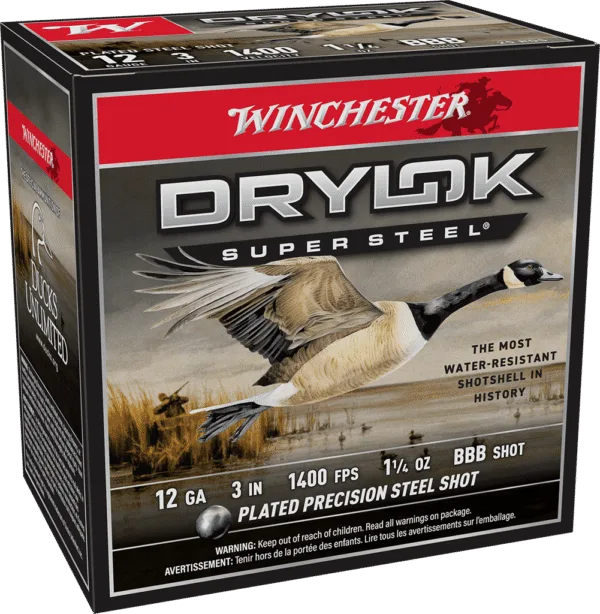 WINCHESTER DRYLOK SUPER STEEL 12 GA 3" BBB  1-1/4 OZ 25 RD/BX 10 BX/CS
