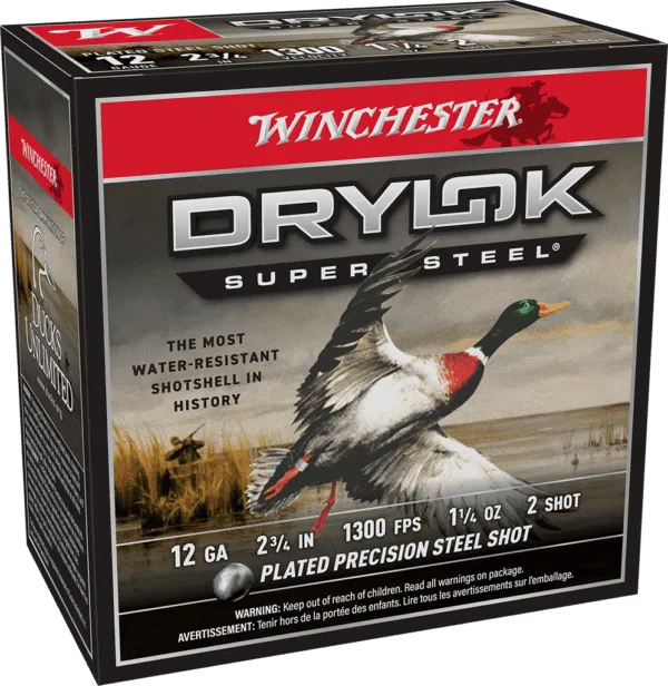 WINCHESTER DRYLOK SUPER STEEL 12 GA 2-3/4" #2  1-1/4 OZ 25 RD/BX 10 BX/CS