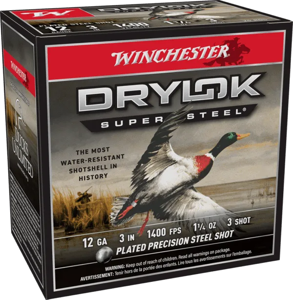 WINCHESTER DRYLOK SUPER STEEL 12 GA 3" #3  1-1/4 OZ 25 RD/BX 10 BX/CS