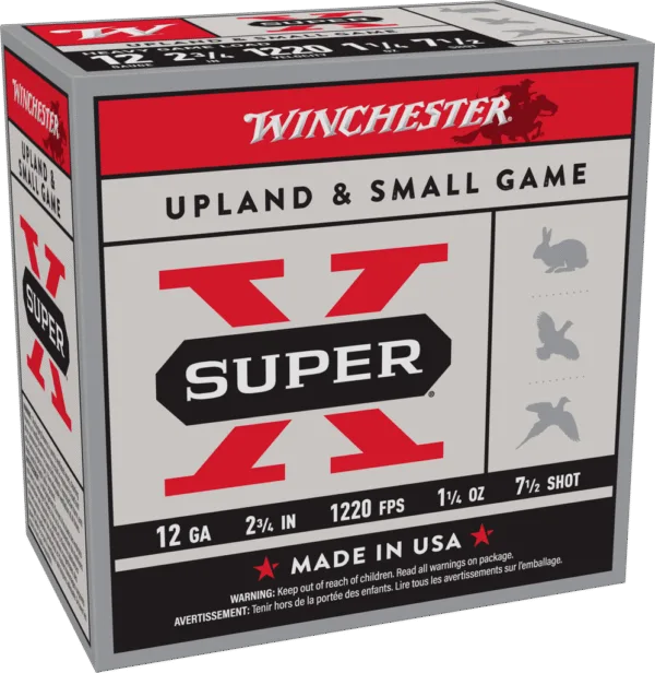 WINCHESTER SUPER X UPLAND 12 GA 2-3/4" #7.5  1-1/4 OZ 25 RD/BX 10 BX/CS
