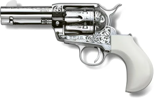 CIMARRON HUCKLEBERRY 45LC - 3.5" NICKEL ENGRAVED B-HEAD - Image 3