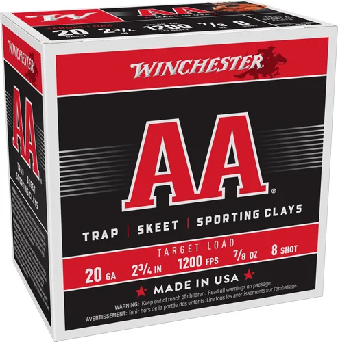 WINCHESTER AA 20GA 2.75" 7/8OZ - #8 1200FPS 250RD CASE LOT - Image 2